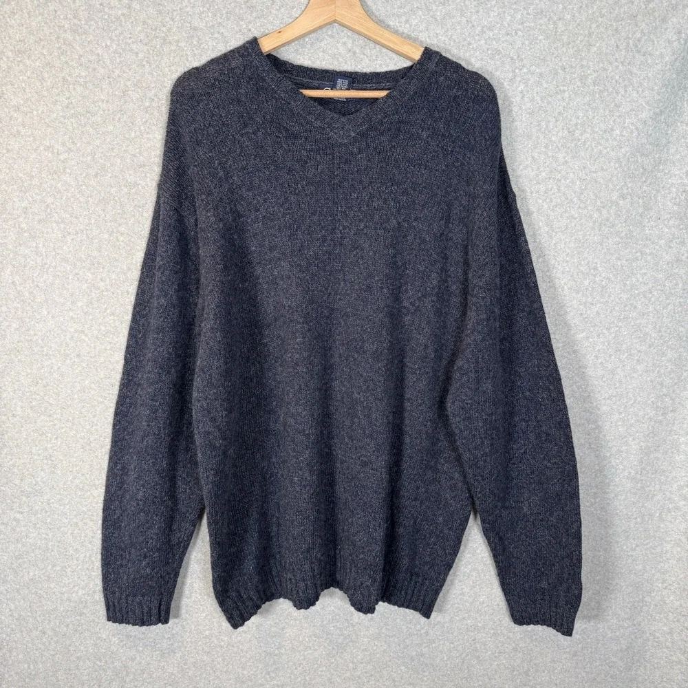 Vintage Cherokee Wool Sweater Mens XXL Navy Blue V Neck